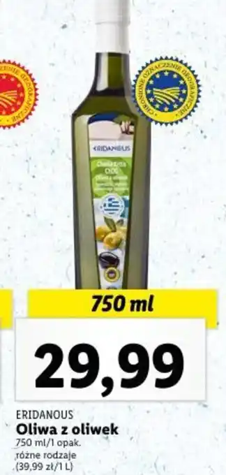 Lidl ERIDANOUS Oliwa z oliwek 750ml oferta