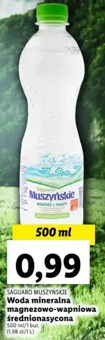 Lidl SAGUARO MUSZYŃSKIE Woda mineralna magnezowo-wapniowa średnionasycona 500ml oferta