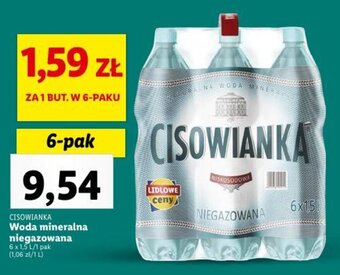 Lidl CISOWIANKA Woda mineralna niegazowana 6x1,5l oferta
