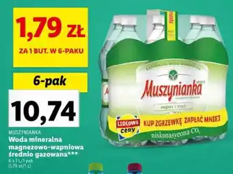 Lidl MUSZYNIANKA Woda mineralna magnezowo-wapniowa średnio gazowana 6x1l oferta