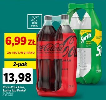 Lidl Coca-Cola Zero, Sprite lub Fanta 2 x 2 L oferta
