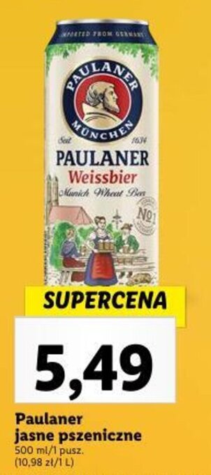 Lidl Paulaner jasne pszeniczne 500 ml oferta