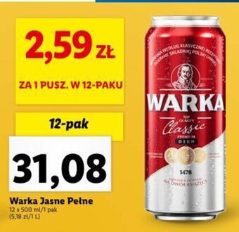 Lidl Warka Jasne Pełne 12 x 500 ml oferta