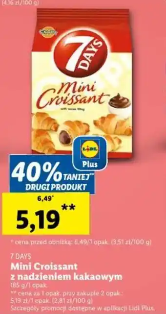 Lidl 7 DAYS Mini Croissant z nadzieniem kakaowym 185g oferta