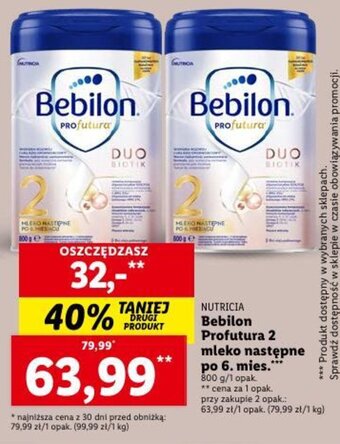 Lidl NUTRICIA Bebilon Profutura 2 mleko następne po 6. mies. 800 g oferta