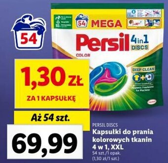 PERSIL DISCS Kapsułki do prania kolorowych tkanin 4 w 1, XXL 54 szt.