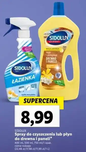 Lidl SIDOLUX Spray do czyszczenia lub płyn do drewna i paneli 400-750ml oferta
