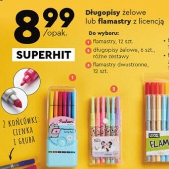 Biedronka Długopisy żelowe lub flamastry z licencją oferta
