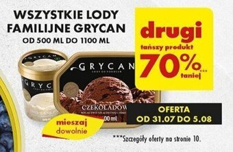 Biedronka WSZYSTKIE LODY FAMILIJNE GRYCAN 500-1100ml oferta