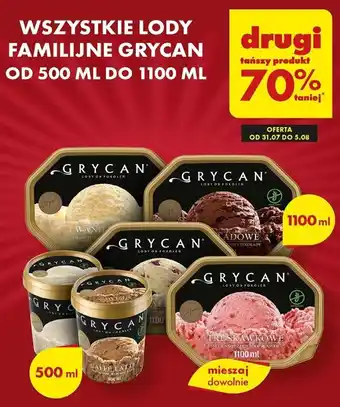 Biedronka WSZYSTKIE LODY FAMILIJNE GRYCAN 500-1100ml oferta