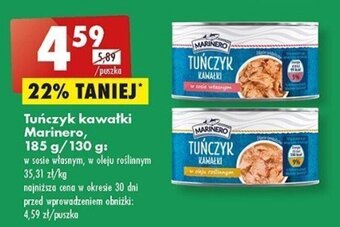 Biedronka Tuńczyk kawałki Marinero, 185 g/130 g oferta