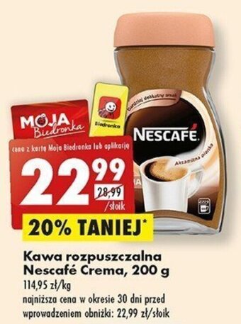 Biedronka Kawa rozpuszczalna Nescafé Crema, 200 g oferta