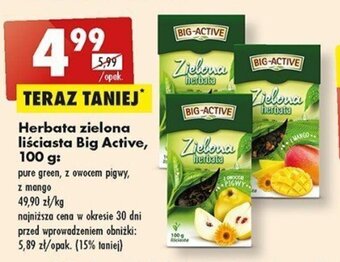 Biedronka Herbata zielona liściasta Big Active, 100 g oferta