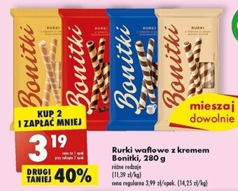 Biedronka Rurki waflowe z kremem Bonitki, 280 g oferta