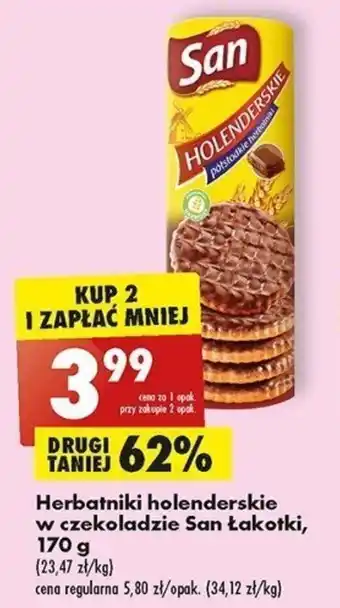 Biedronka Herbatniki holenderskie w czekoladzie San Łakotki, 170g oferta