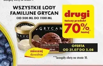 Biedronka WSZYSTKIE LODY FAMILIJNE GRYCAN drugi tańszy produkt 70% taniej oferta