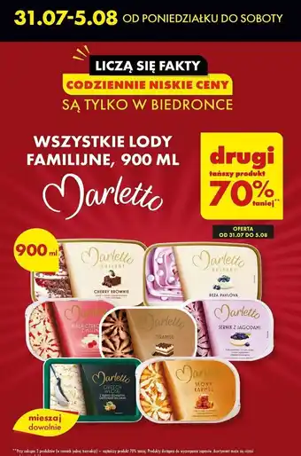 Biedronka WSZYSTKIE LODY FAMILIJNE, 900 ML drugi tańszy produkt 70% taniej oferta