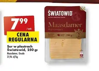 Biedronka Ser w plastrach Światowid, 250 g: Maasdamer, Gouda 31,96 zł/kg oferta