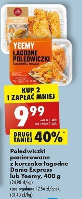 Biedronka Polędwiczki panierowane z kurczaka łagodne Dania Express lub Yeemy, 400 g oferta