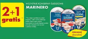 Biedronka WSZYSTKIE KONSERWY ŚLEDZIOWE MARINERO 2 + 1 gratis oferta
