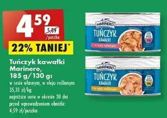 Biedronka Tuńczyk kawałki Marinero, 185 g/130 g oferta