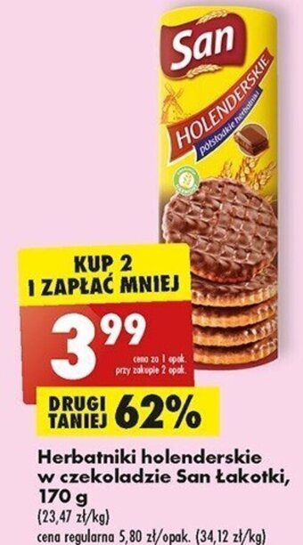 Biedronka Herbatniki holenderskie w czekoladzie San Łakotki, 170 g oferta
