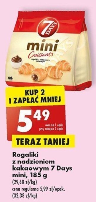 Biedronka Rogaliki z nadzieniem kakaowym 7 Days mini, 185 g oferta