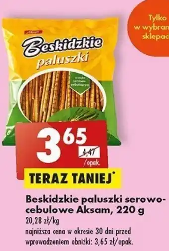 Biedronka Beskidzkie paluszki serowo-cebulowe Aksam, 220 g oferta