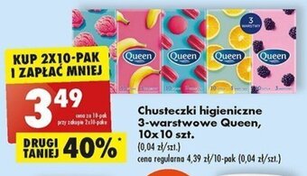 Biedronka Chusteczki higieniczne 3-warstwowe Queen, 10 x 10 szt. oferta