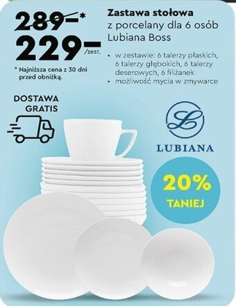 Biedronka Zastawa stołowa z porcelany dla 6 osób Lubiana Boss oferta