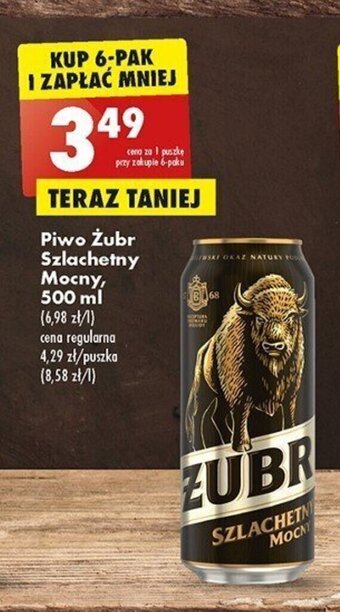Biedronka Piwo Żubr Szlachetny Mocny, 500 ml oferta