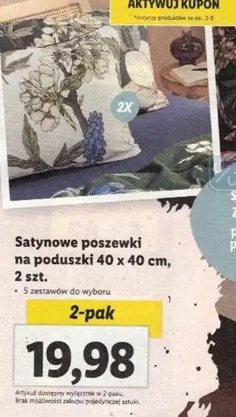 Lidl Satynowe poszewki na poduszki 40 x 40 cm, 2-pak oferta