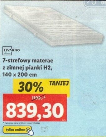 Lidl 7-strefowy materac z zimnej pianki H2, 140 x 200 cm oferta