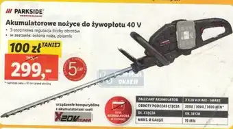 Lidl PARKSIDE Akumulatorowe nożyce do żywopłotu 40 V oferta