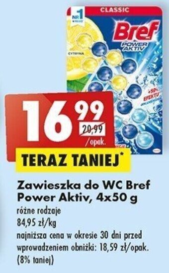 Biedronka Zawieszka do WC Bref Power Aktiv, 4x50 g oferta