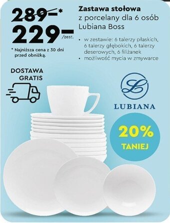 Zastawa stołowa z porcelany dla 6 osób Lubiana Boss