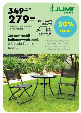Biedronka Zestaw mebli balkonowych stolik + 2 krzesła czarny oferta