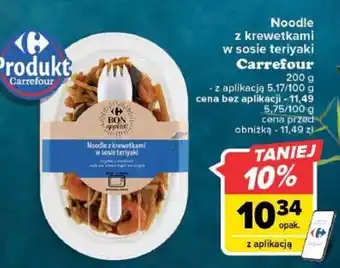 Carrefour Noodle z krewetkami w sosie teriyaki Carrefour 200g oferta