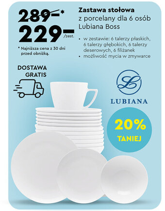 Zastawa stołowa z porcelany dla 6 osób Lubiana Boss