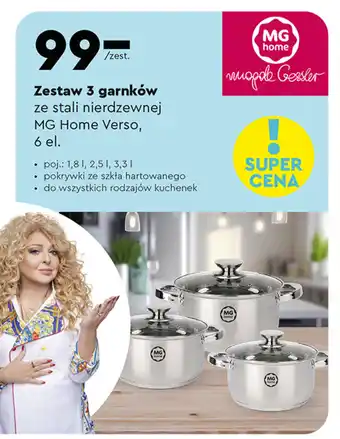 Biedronka Zestaw 3 garnków ze stali nierdzewnej MG Home Verso, 6 el. oferta