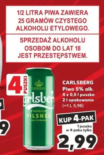 Kaufland CARLSBERG Piwo 5% alk. 4 x 0,5 l oferta