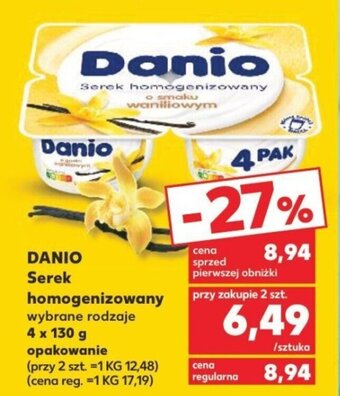 Kaufland DANIO Serek homogenizowany 4 x 130 g oferta
