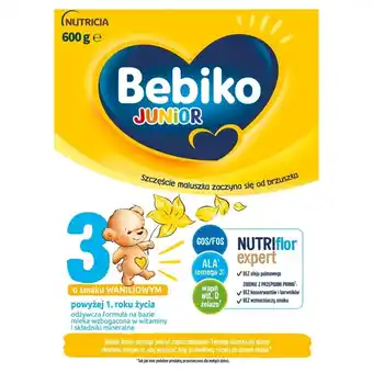 Lidl Bebiko junior 3 odżywcza formuła na bazie mleka dla dzieci powyżej 1. roku o smaku waniliowym 600 g oferta