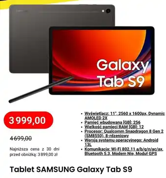 Tablet SAMSUNG Galaxy Tab S9