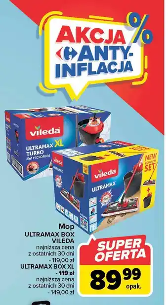 Carrefour Komplet wiadro + mop płaski xl oferta