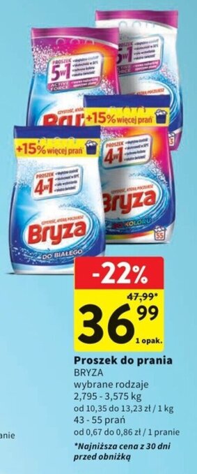 Intermarche Proszek do prania BRYZA 2,795 - 3,575 kg oferta