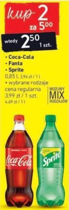Intermarche Coca-Cola / Fanta / Sprite 0,85 l oferta