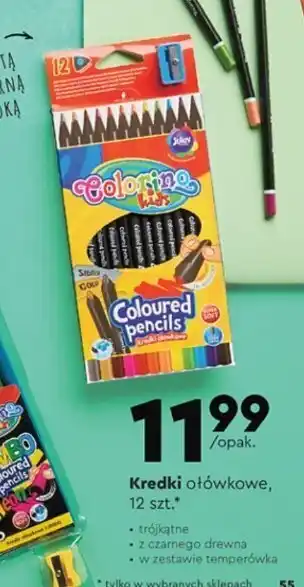 Biedronka Kredki ołówkowe trójkątne czarne + temperówka oferta
