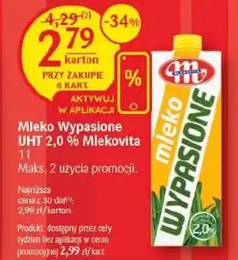Delikatesy Centrum Mleko Wypasione UHT 2,0% Mlekovita 1 l oferta