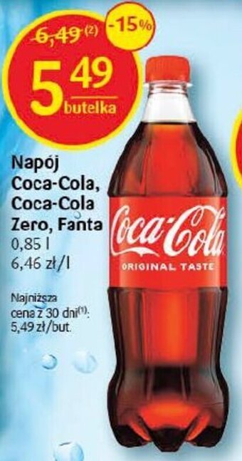 Delikatesy Centrum Napój Coca-Cola, Coca-Cola Zero, Fanta 0,85 l oferta